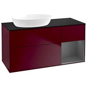 Villeroy et Boch Finion Villeroy et Boch GA52GKHB 120cm, plaque de recouvrement noir mat, Emotion, étagères laqué anthracite mat, Peony Matt