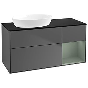 Villeroy and Boch Finion Villeroy and Boch Finion GA52GMGK 120cm, cover plate black matt, Emotion, shelves olive matt lacquer, anthracite matt