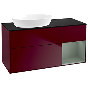 Villeroy et Boch Finion Villeroy et Boch GA52GMHB 120cm, plaque de recouvrement noir mat, Emotion, étagères laqué olive mat, Peony Matt