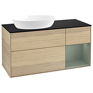 Villeroy et Boch Finion Villeroy et Boch GA52GMPC 120cm, plaque de recouvrement noir mat, Emotion, étagères laqué olive mat, Oak Veneer