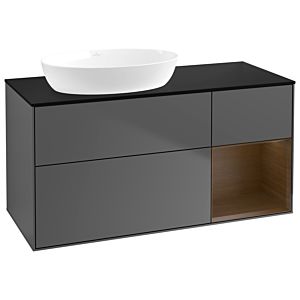 Villeroy and Boch Finion Villeroy and Boch Finion GA52GNGK 120cm, cover plate black matt, Emotion, shelves Walnut Veneer , anthracite matt