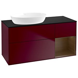 Villeroy et Boch Finion Villeroy et Boch GA52GNHB 120cm, plaque de recouvrement noir mat, emotion, étagères Walnut Veneer , Peony Matt