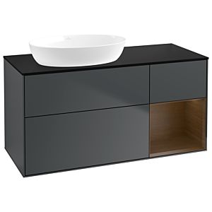 Villeroy et Boch Finion Villeroy et Boch GA52GNHG 120cm, plaque de recouvrement noire mate, Emotion, étagères Walnut Veneer , Midnight Blue Matt Lacquer
