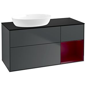 Villeroy et Boch Finion Villeroy et Boch GA52HBHG 120cm, plaque de recouvrement noire mate, Emotion, étagères Peony laqué mat, Midnight Blue Matt Lacquer