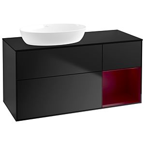 Villeroy et Boch Finion Villeroy et Boch GA52HBPD 120cm, plaque de recouvrement noir mat, Emotion, étagères Peony laqué mat, laqué noir mat