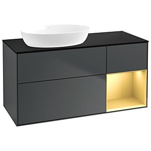 Villeroy und Boch Finion Waschtischunterschrank GA52HFHG 120cm, Abdeckplatte black matt, Emotion, Regale Gold matt lacquer, Midnight Blue Matt Lacquer