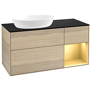 Villeroy and Boch Finion Villeroy and Boch Finion GA52HFPC 120cm, cover plate black matt, Emotion, shelves gold matt lacquer, Oak Veneer