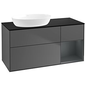 Villeroy und Boch Finion Waschtischunterschrank GA52HGGK 120cm, Abdeckplatte black matt, Emotion, Regale Midnight matt lacquer, Anthracite matt