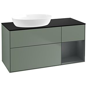 Villeroy et Boch Finion GA52HGGM 120cm, plaque de recouvrement noire mate, Emotion, étagères laqué mat Midnight, Olive Matt Lacquer
