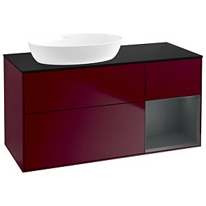 Villeroy et Boch Finion Villeroy et Boch GA52HGHB 120cm, plaque de recouvrement noir mat, Emotion, étagères Midnight laqué mat, Peony Matt