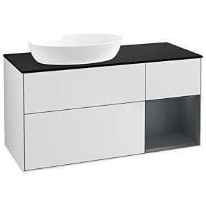 Villeroy und Boch Finion Waschtischunterschrank GA52HGMT 120cm, Abdeckplatte black matt, Emotion, Regale Midnight matt lacquer, White matt lacquer