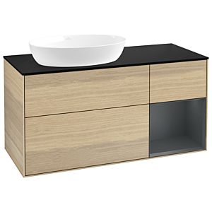 Villeroy et Boch Finion Villeroy et Boch GA52HGPC 120cm, plaque de recouvrement noir mat, Emotion, étagères laqué mat Midnight, Oak Veneer