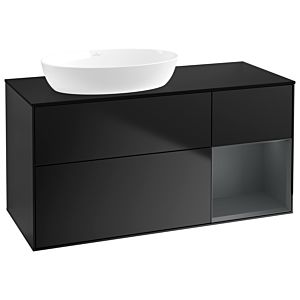 Villeroy und Boch Finion Waschtischunterschrank GA52HGPD 120cm, Abdeckplatte black matt, Emotion, Regale Midnight matt lacquer, Black matt lacquer