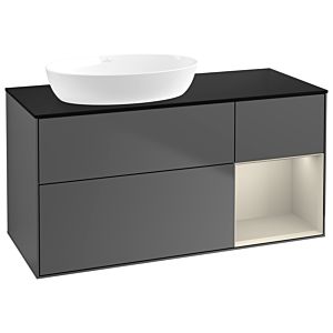 Villeroy and Boch Finion Villeroy and Boch Finion GA52HHGK 120cm, cover plate black matt, Emotion, shelves sand matt lacquer, anthracite matt