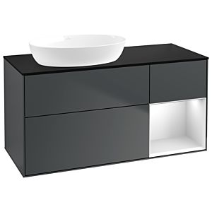 Villeroy et Boch Finion Villeroy et Boch GA52MTHG 120cm, plaque de recouvrement noire mate, Emotion, étagères Blue Matt Lacquer blanc mat, Midnight Blue Matt Lacquer