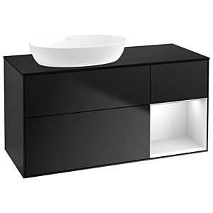 Villeroy und Boch Finion Waschtischunterschrank GA52MTPD 120cm, Abdeckplatte black matt, Emotion, Regale White matt lacquer, Black matt lacquer