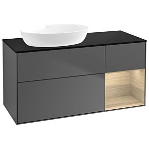 Villeroy und Boch Finion Waschtischunterschrank GA52PCGK 120cm, Abdeckplatte black matt, Emotion, Regale Oak Veneer, Anthracite matt