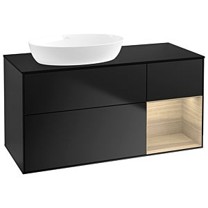 Villeroy und Boch Finion Waschtischunterschrank GA52PCPD 120cm, Abdeckplatte black matt, Emotion, Regale Oak Veneer, Black matt lacquer