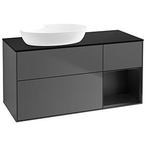 Villeroy und Boch Finion Waschtischunterschrank GA52PDGK 120cm, Abdeckplatte black matt, Emotion, Regale Black matt lacquer, Anthracite matt
