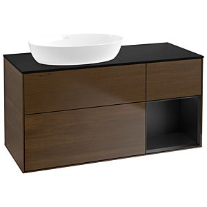 Villeroy and Boch Finion Villeroy and Boch Finion GA52PDGN 120cm, cover plate black matt, Emotion, shelves black matt lacquer, walnut veneer