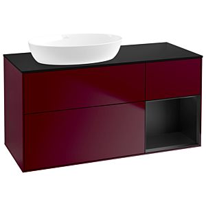 Villeroy et Boch Finion Villeroy et Boch GA52PDHB 120cm, plaque de recouvrement noire mate, Emotion, étagères Peony Matt noir mat, Peony Matt
