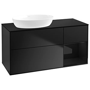 Villeroy und Boch Finion Waschtischunterschrank GA52PHPD 120cm, Abdeckplatte black matt, Emotion, Regale Glossy black lacquer, Black matt lacquer