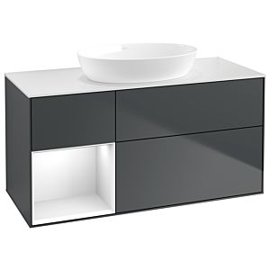 Villeroy und Boch Finion Waschtischunterschrank GA61GFHG 120cm, Abdeckplatte white matt, Emotion, Regale Glossy white lacquer, Midnight Blue Matt Lacquer