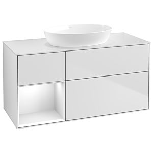Villeroy und Boch Finion Waschtischunterschrank GA61GFMT 120cm, Abdeckplatte white matt, Emotion, Regale Glossy white lacquer, White matt lacquer