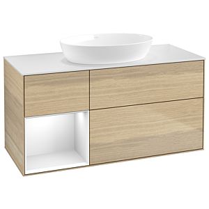 Villeroy and Boch Finion Villeroy and Boch Finion GA61GFPC 120cm, cover plate white matt, Emotion, shelves Glossy white lacquer, Oak Veneer