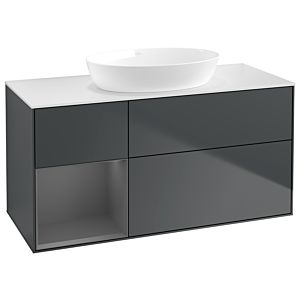 Villeroy et Boch Finion Villeroy et Boch GA61GKHG 120cm, plaque de recouvrement blanc mat, Emotion, étagères laqué anthracite mat, Midnight Blue Matt Lacquer