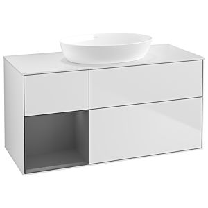 Villeroy und Boch Finion Waschtischunterschrank GA61GKMT 120cm, Abdeckplatte white matt, Emotion, Regale Anthracite matt lacquer, White matt lacquer