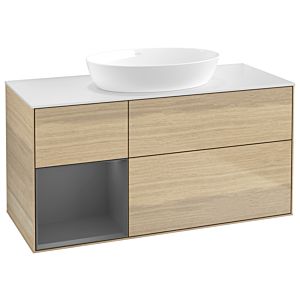 Villeroy and Boch Finion Villeroy and Boch Finion GA61GKPC 120cm, cover plate white matt, Emotion, shelves anthracite matt lacquer, Oak Veneer