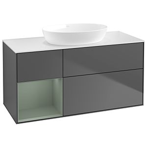 Villeroy et Boch Finion Villeroy et Boch GA61GMGK 120cm, plaque de recouvrement blanc mat, Emotion, étagères laqué olive mat, anthracite mat