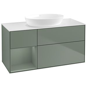 Villeroy and Boch Finion Villeroy and Boch Finion GA61GMGM 120cm, cover plate white matt, Emotion, shelves olive matt lacquer, Olive Matt Lacquer