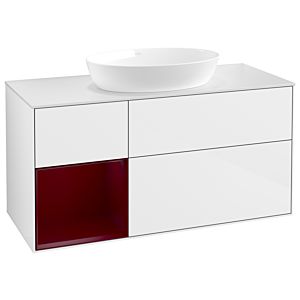 Villeroy und Boch Finion Waschtischunterschrank GA61HBGF 120cm, Abdeckplatte white matt, Emotion, Regale Peony matt lacquer, Glossy white lacquer