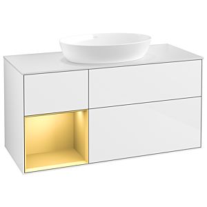 Villeroy und Boch Finion Waschtischunterschrank GA61HFGF 120cm, Abdeckplatte white matt, Emotion, Regale Gold matt lacquer, Glossy white lacquer