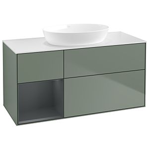 Villeroy and Boch Finion Villeroy and Boch Finion GA61HGGM 120cm, cover plate white matt, Emotion, shelves Midnight matt lacquer, Olive Matt Lacquer