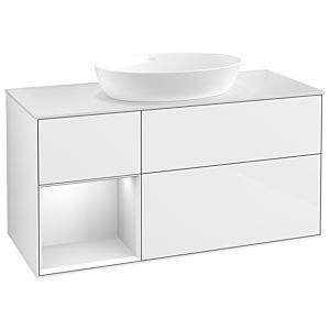 Villeroy und Boch Finion Waschtischunterschrank GA61MTGF 120cm, Abdeckplatte white matt, Emotion, Regale White matt lacquer, Glossy white lacquer