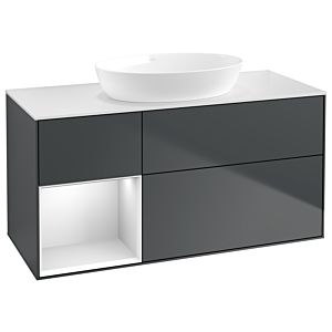 Villeroy und Boch Finion Waschtischunterschrank GA61MTHG 120cm, Abdeckplatte white matt, Emotion, Regale White matt lacquer, Midnight Blue Matt Lacquer