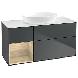 Villeroy et Boch Finion Villeroy et Boch GA61PCHG 120cm, plaque de recouvrement blanc mat, Emotion, étagères Oak Veneer , Midnight Blue Matt Lacquer