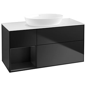 Villeroy und Boch Finion Waschtischunterschrank GA61PDPD 120cm, Abdeckplatte white matt, Emotion, Regale Black matt lacquer, Black matt lacquer