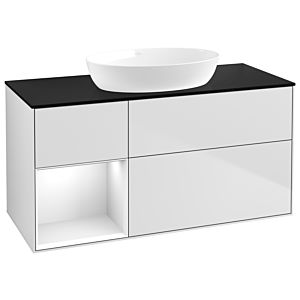 Villeroy and Boch Finion Villeroy and Boch Finion GA62GFMT 120cm, cover plate black matt, Emotion, shelves Glossy white lacquer, white matt lacquer