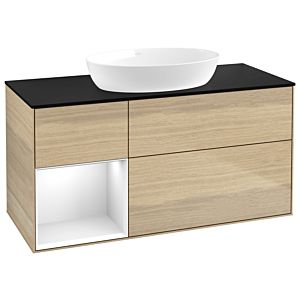 Villeroy and Boch Finion Villeroy and Boch Finion GA62GFPC 120cm, cover plate black matt, Emotion, shelves Glossy white lacquer, Oak Veneer