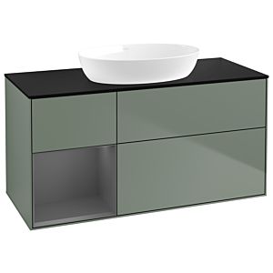 Villeroy and Boch Finion Villeroy and Boch Finion GA62GKGM 120cm, cover plate black matt, Emotion, shelves anthracite matt lacquer, Olive Matt Lacquer