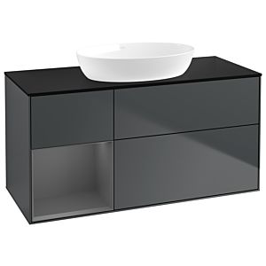 Villeroy et Boch Finion Villeroy et Boch GA62GKHG 120cm, plaque de recouvrement noire mate, Emotion, étagères Blue Matt Lacquer anthracite mat, Midnight Blue Matt Lacquer