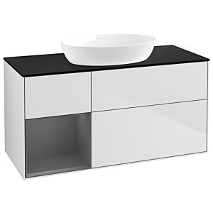 Villeroy and Boch Finion Villeroy and Boch Finion GA62GKMT 120cm, cover plate black matt, Emotion, shelves anthracite matt lacquer, white matt lacquer