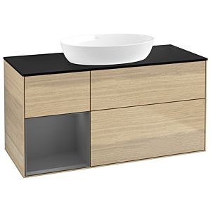 Villeroy and Boch Finion Villeroy and Boch Finion GA62GKPC 120cm, cover plate black matt, Emotion, shelves anthracite matt lacquer, Oak Veneer