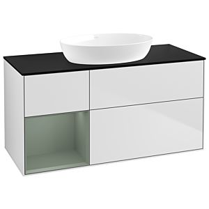 Villeroy and Boch Finion Villeroy and Boch Finion GA62GMMT 120cm, cover plate black matt, Emotion, shelves olive matt lacquer, white matt lacquer