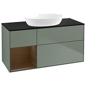 Villeroy and Boch Finion Villeroy and Boch Finion GA62GNGM 120cm, cover plate black matt, Emotion, shelves Walnut Veneer , Olive Matt Lacquer