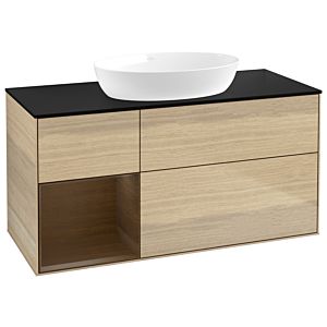 Villeroy et Boch Finion Villeroy et Boch GA62GNPC 120cm, plaque de recouvrement noir mat, Emotion, étagères Walnut Veneer , Oak Veneer